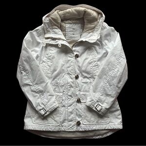 H&M L.O.G.G. White Utility Field Jacket‎ Hooded Parka Size 14
